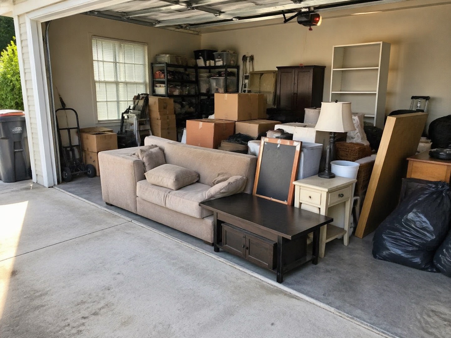 Residential junk removal — furniture and household items being loaded
